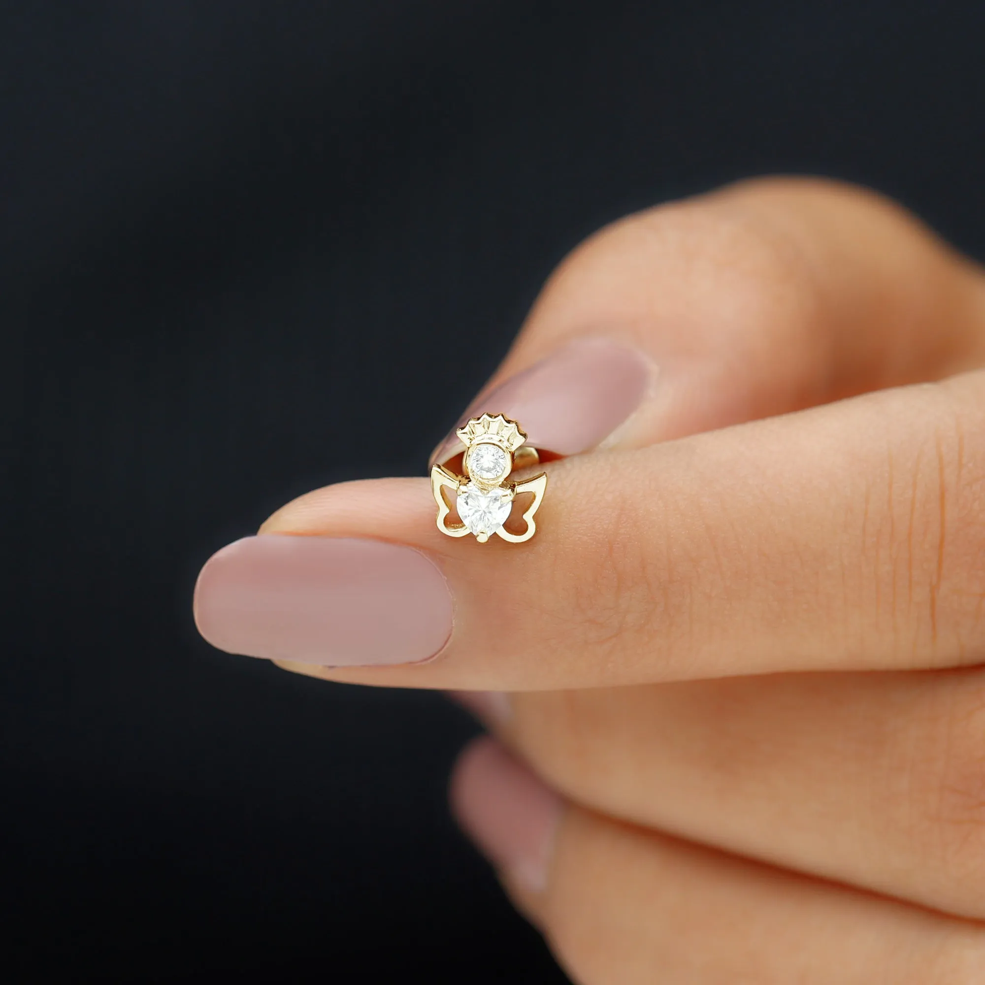 Heart Diamond Angel Earring for Helix Piercing