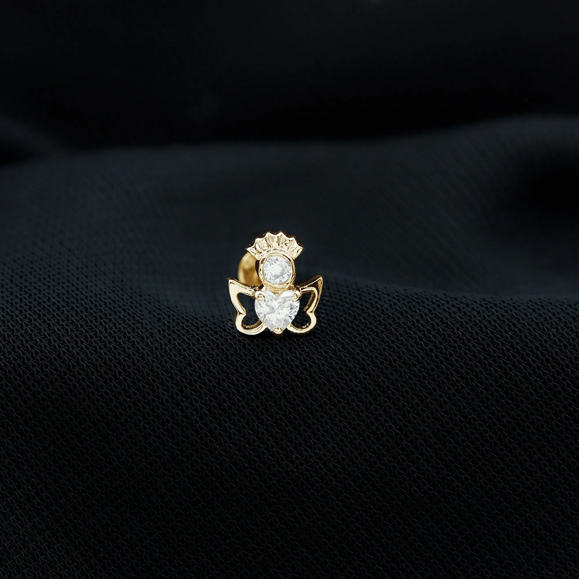 Heart Diamond Angel Earring for Helix Piercing