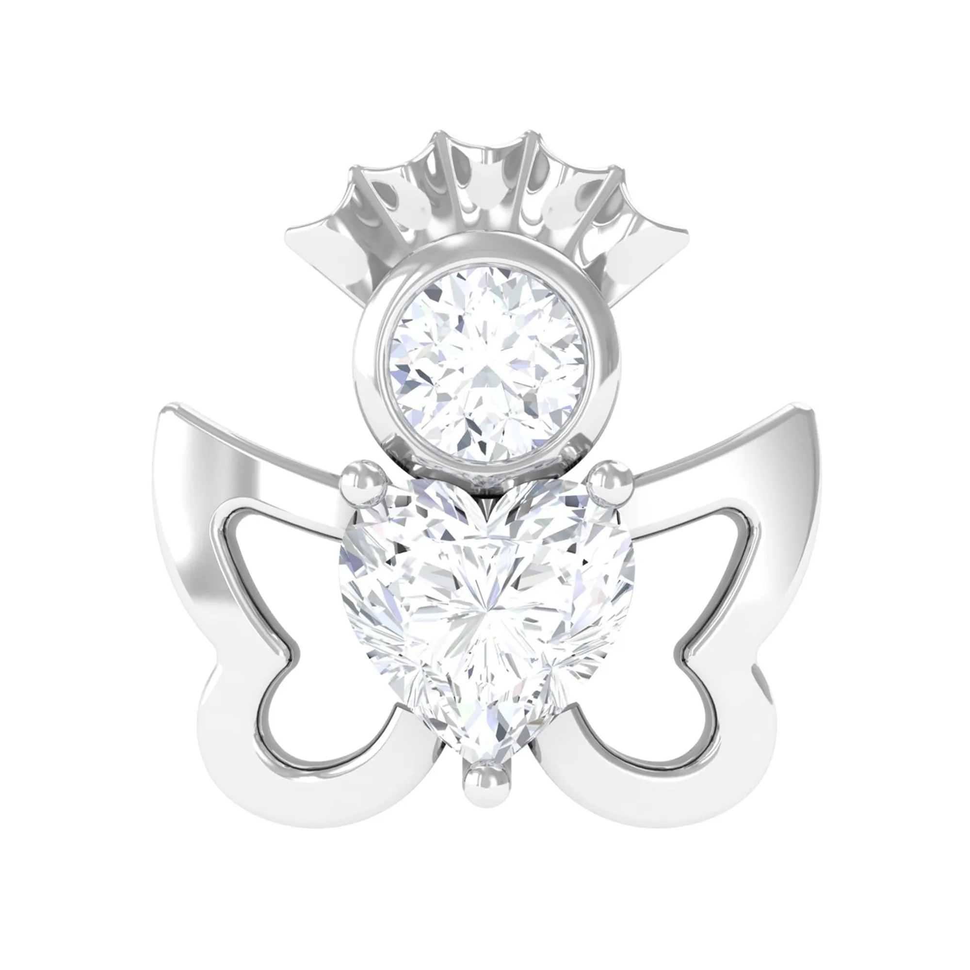 Heart Diamond Angel Earring for Helix Piercing