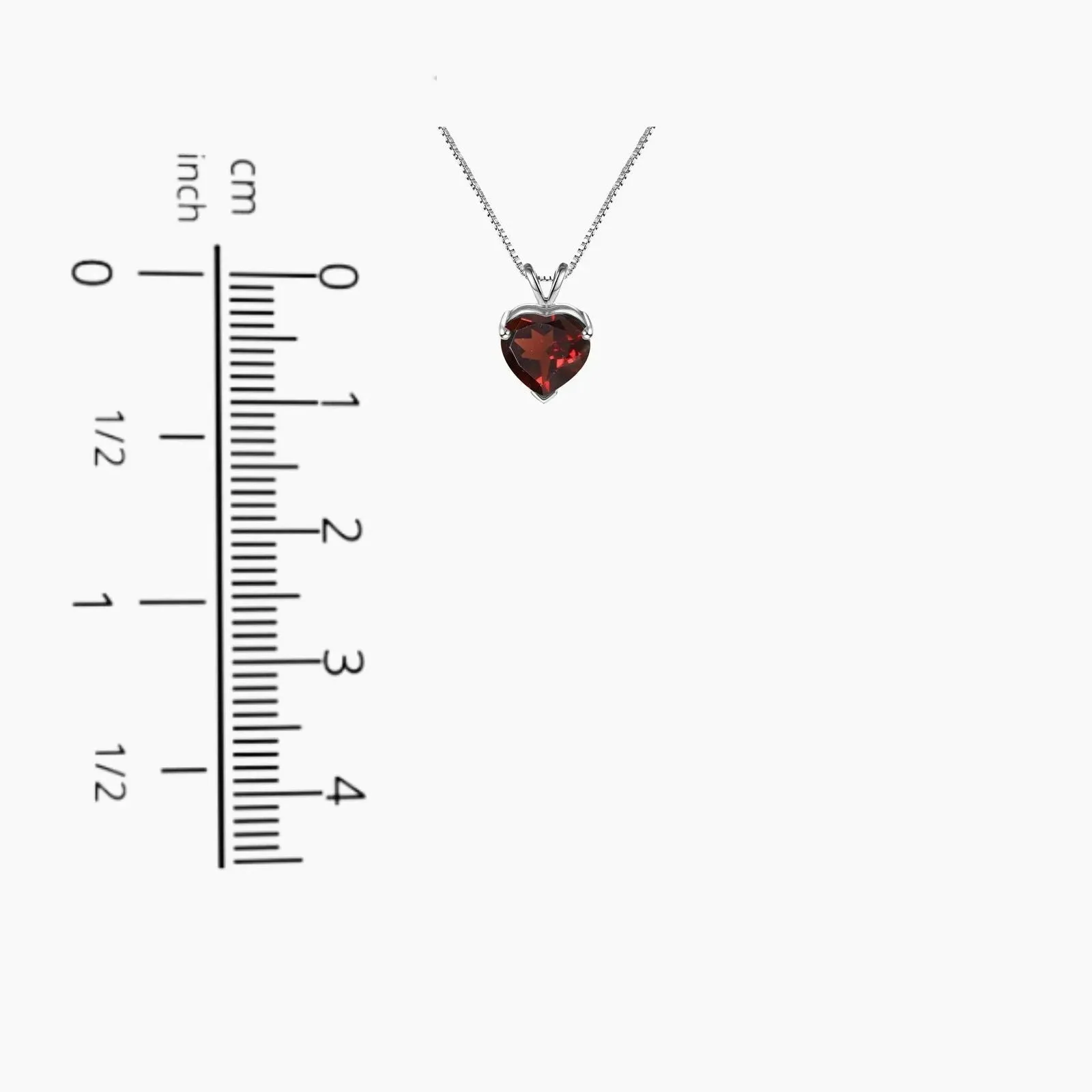 Heart Shaped Gemstone Necklace in Sterling Silver -  Garnet