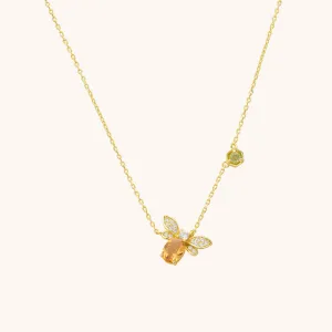 Honeybee Citrine Gold Necklace W.