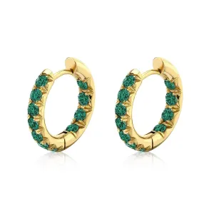 Inside Out Emerald French Pavé Hoops | Ready to Ship