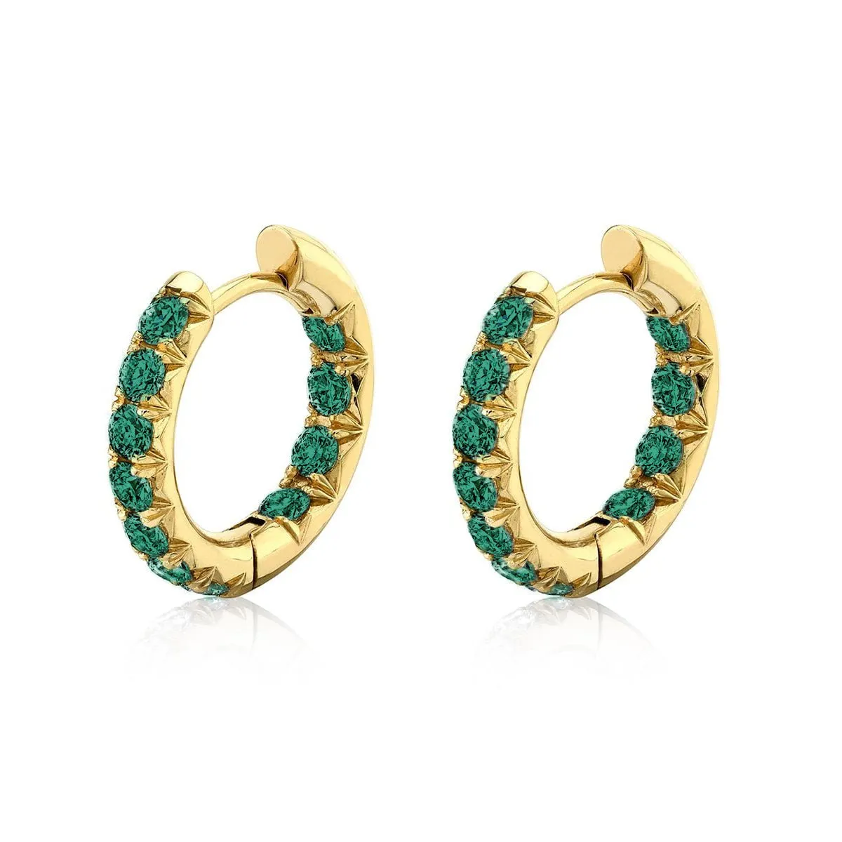 Inside Out Emerald French Pavé Hoops | Ready to Ship