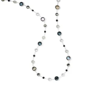 Ippolita Lollitini Black Tie Long Necklace, 36 Inches, in Sterling Silver from the Lollipop Collection