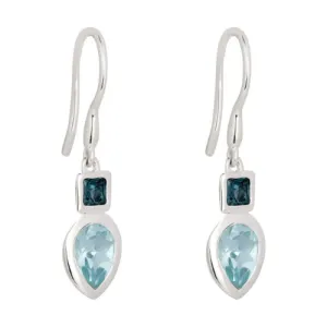 Iris Petal Drop Silver Earrings - natural stone