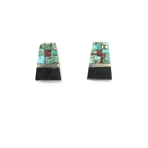 Joel Pajarito Multi-Gemstone Mosaic Inlay Earrings