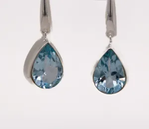Kaleidoscope Pear shape Blue Topaz Earrings on Silver Hooks