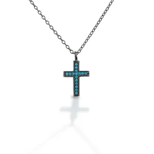 KELLY HERD TURQUOISE STONE CROSS NECKLACE