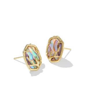 Kendra Scott Daphne Gold Coral Frame Stud Earrings in Abalone