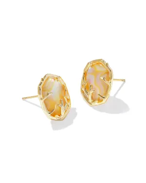 Kendra Scott Daphne Gold Coral Frame Stud Earrings in Iridescent Abalone
