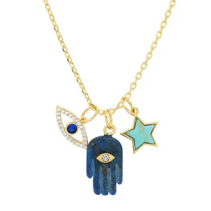 Lapis And Turq Charm Necklace