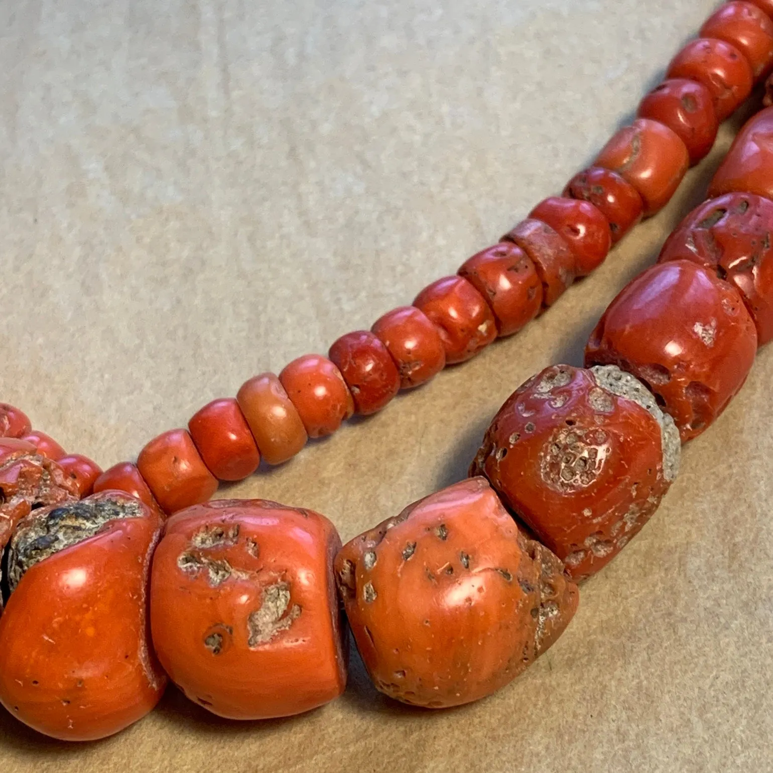 Large Strand Coral Beads, Nigeria