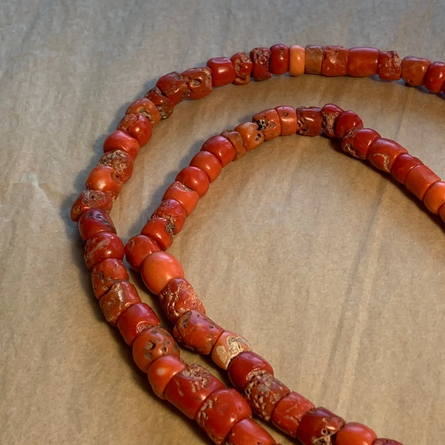 Large Strand Coral Beads, Nigeria