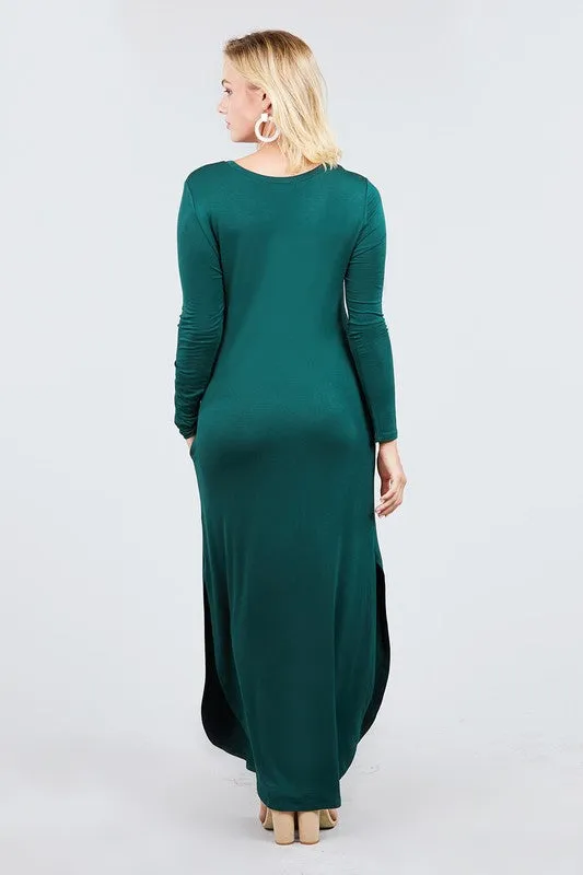 Lightweight & Cozy Long Sleeve Maxi Dress in Jade S-XL