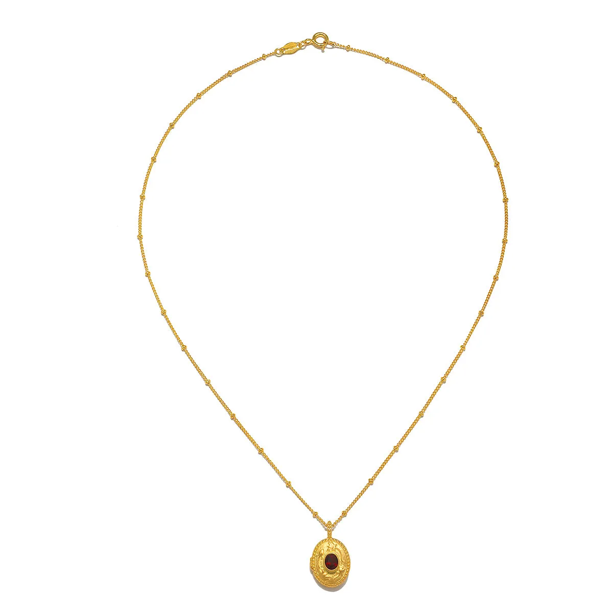 Lotus Garnet Birthstone Locket Necklace - January