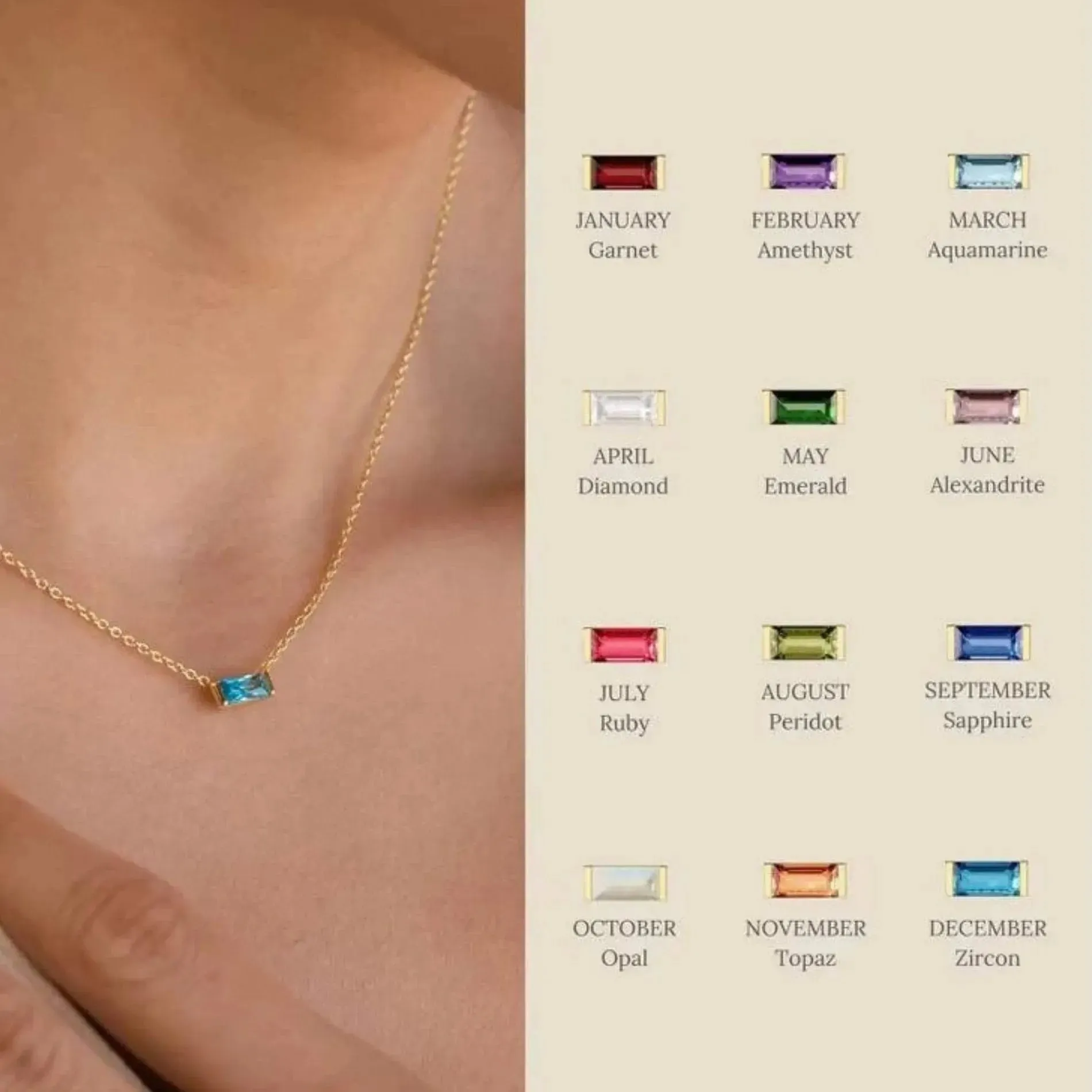 Love Waterproof Birthstone JANUARY Necklace 18K Gold Plating