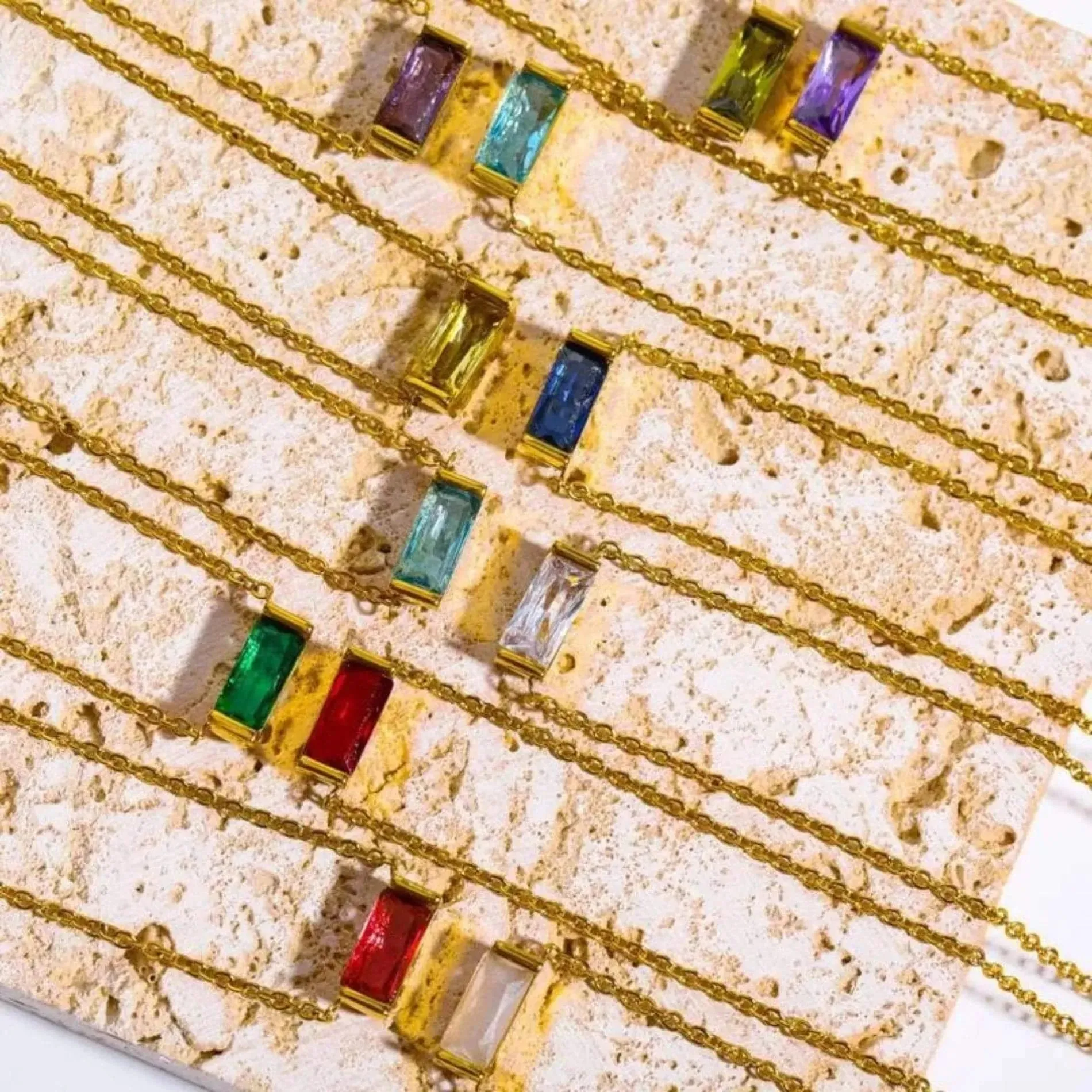 Love Waterproof Birthstone JANUARY Necklace 18K Gold Plating