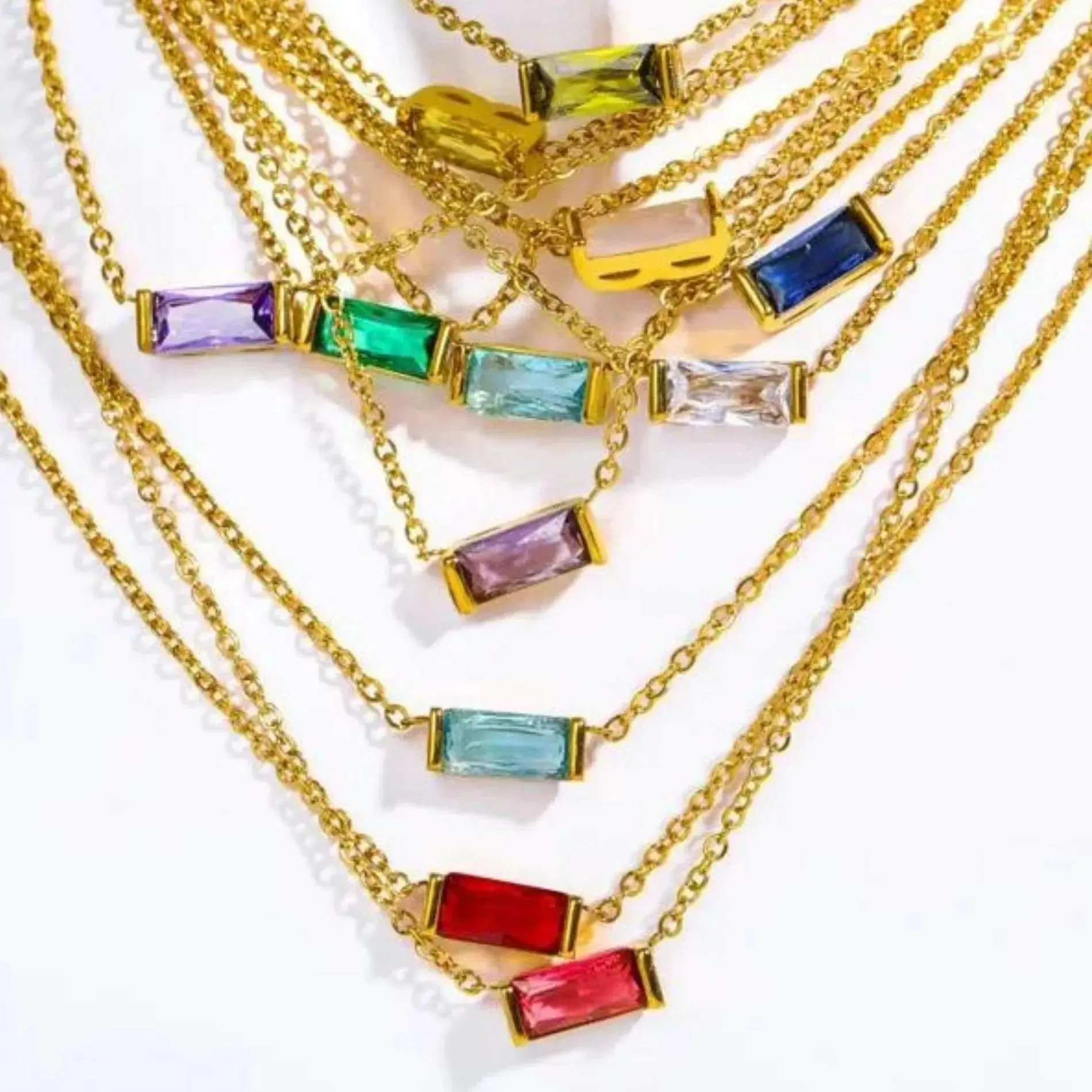 Love Waterproof Birthstone JANUARY Necklace 18K Gold Plating
