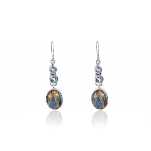 Lucinda Labradorite and Topaz Earrings, Sterling Silver