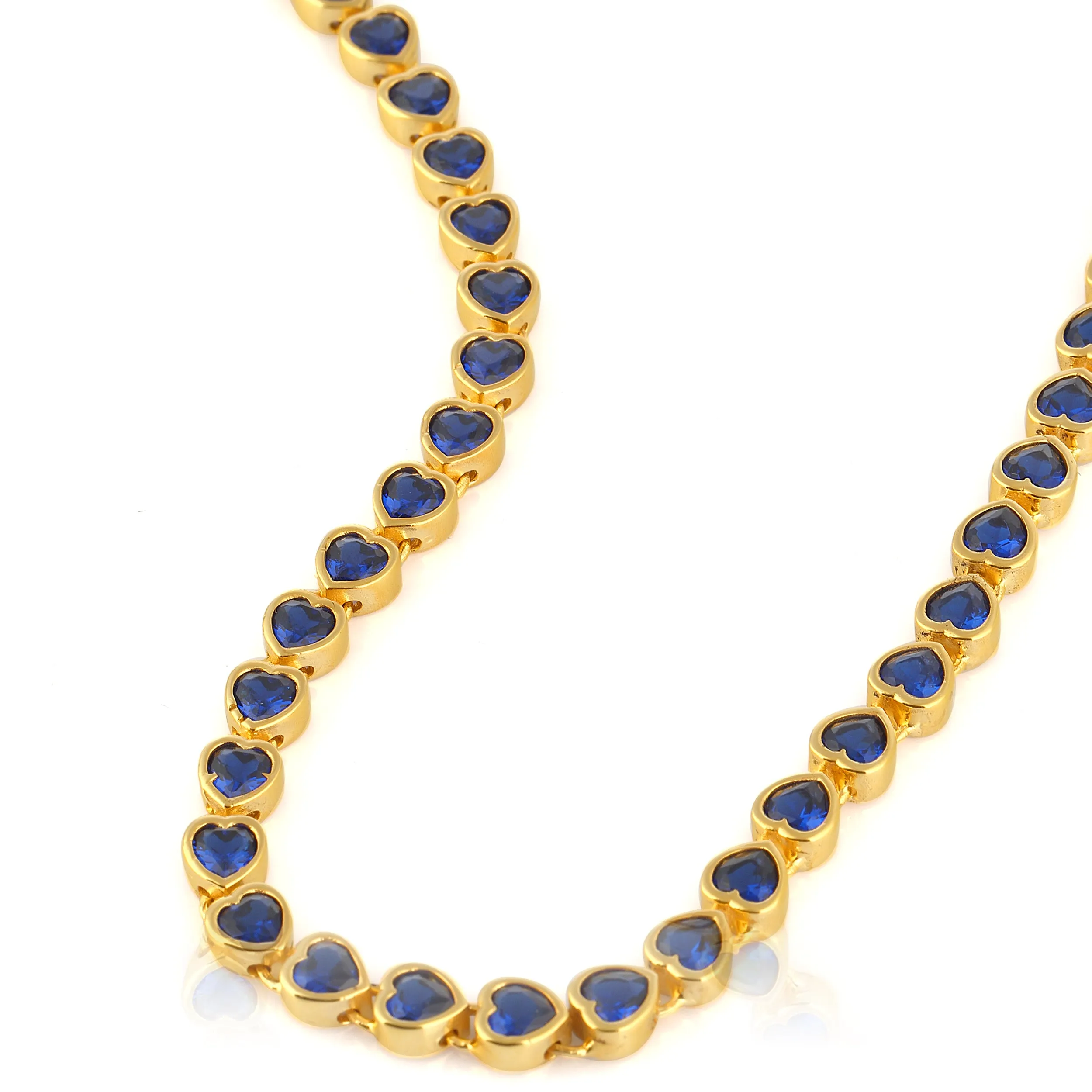 Many Tiny Hearts Tennis Necklace - Dark Blue