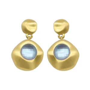 Mar Gemstone Mini Drop Earrings Blue Topaz