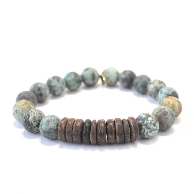 Matte Turquoise Bracelet | African   Coconut Shell