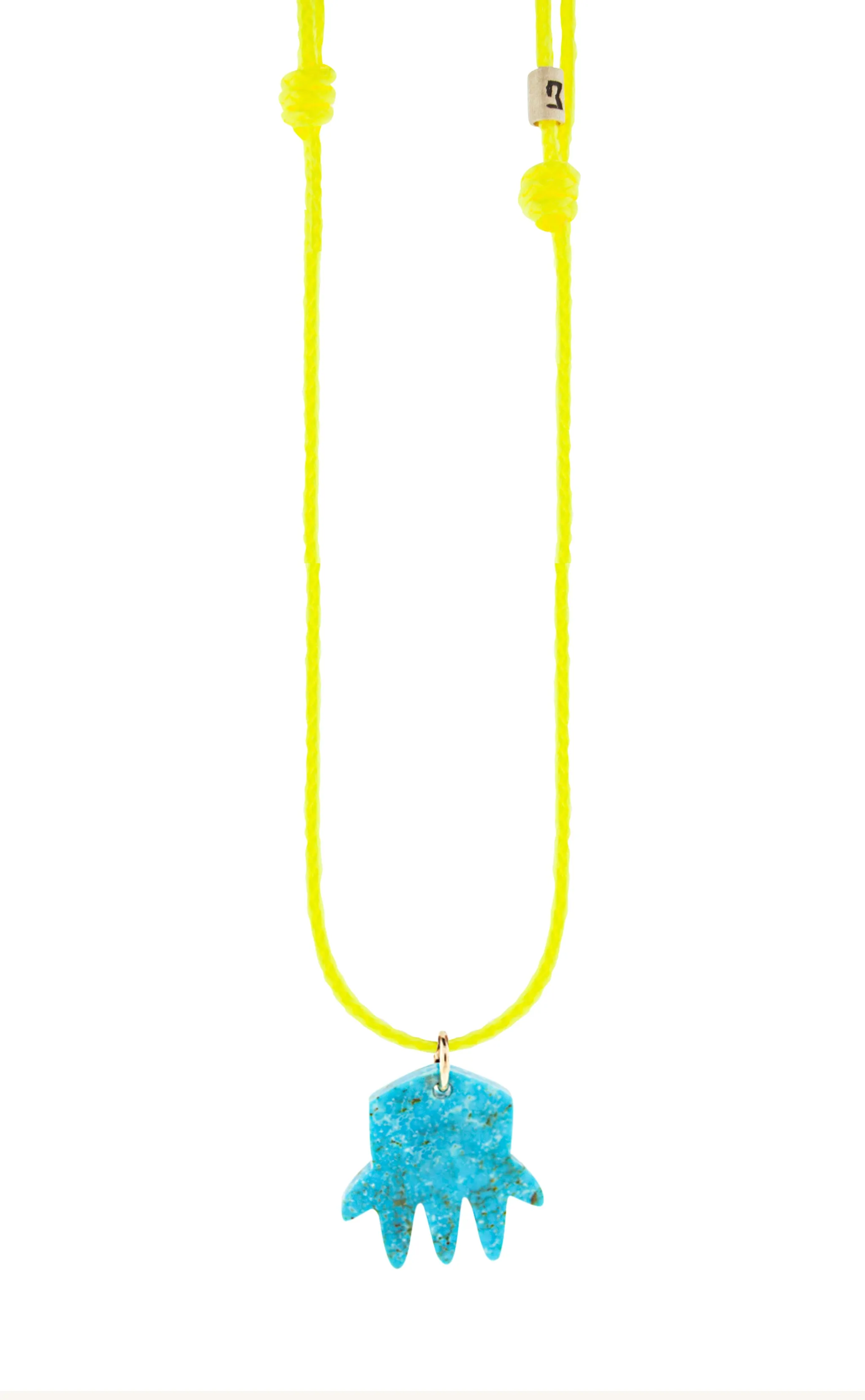 Medium Turquoise Gemstone Hand Pendant on Adjustable Cord Necklace