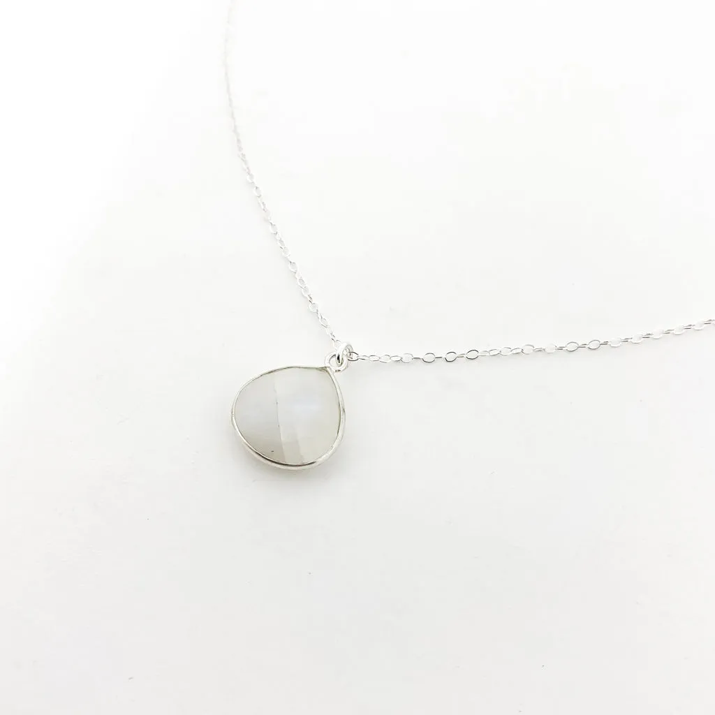 Melanie Drop Moonstone Necklace | Silver