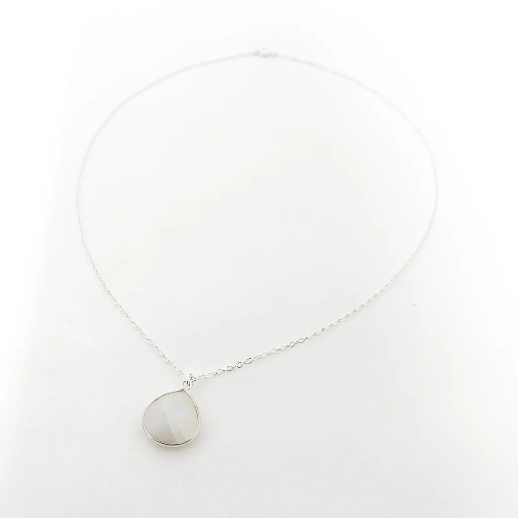 Melanie Drop Moonstone Necklace | Silver