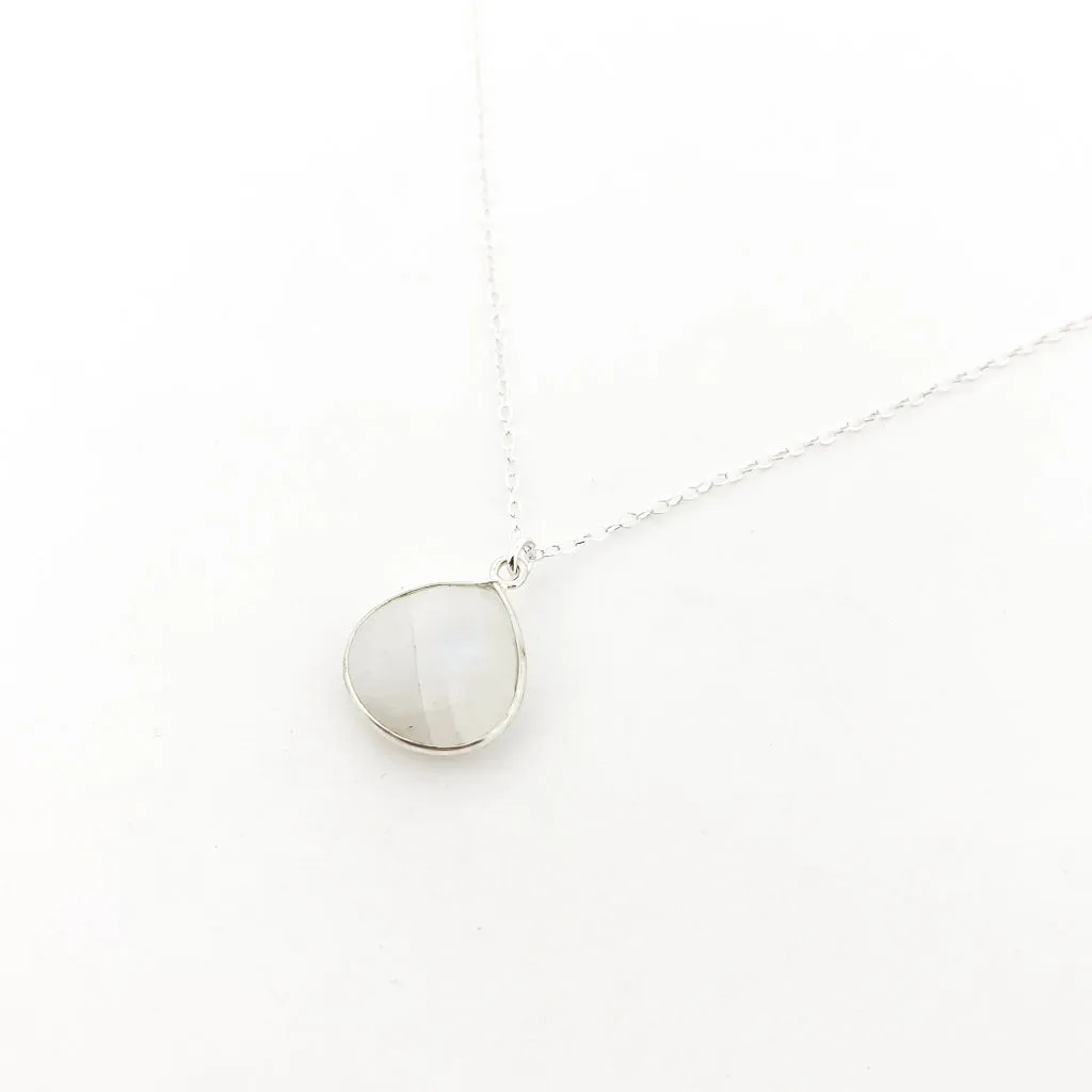 Melanie Drop Moonstone Necklace | Silver