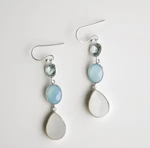Mermaid Goddess Drop Gemstone and Peal Earrings