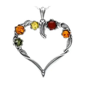 MILENA necklace Silver and Multicolour Amber Heart