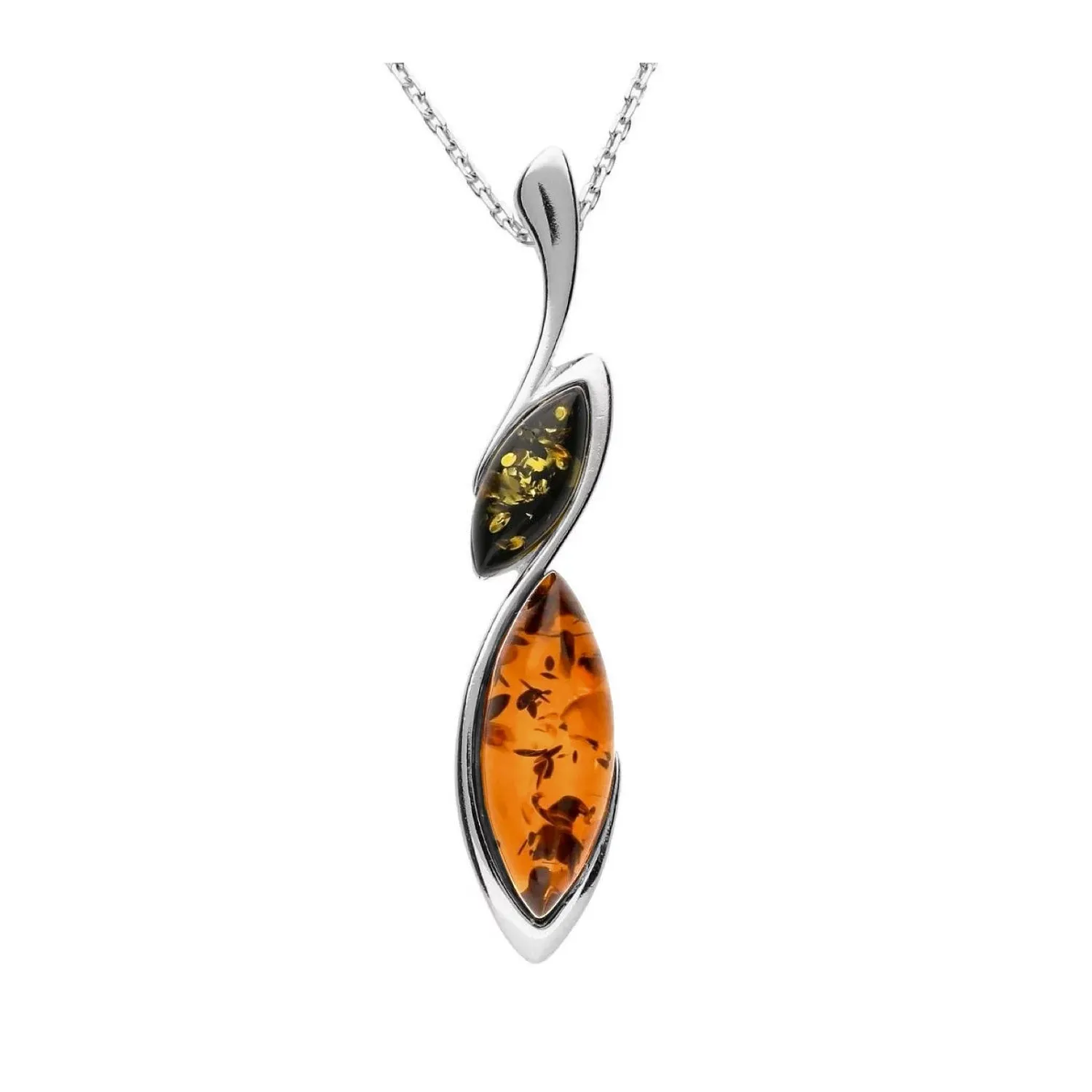 MILENA Necklace Silver and Multicolour Baltic Amber