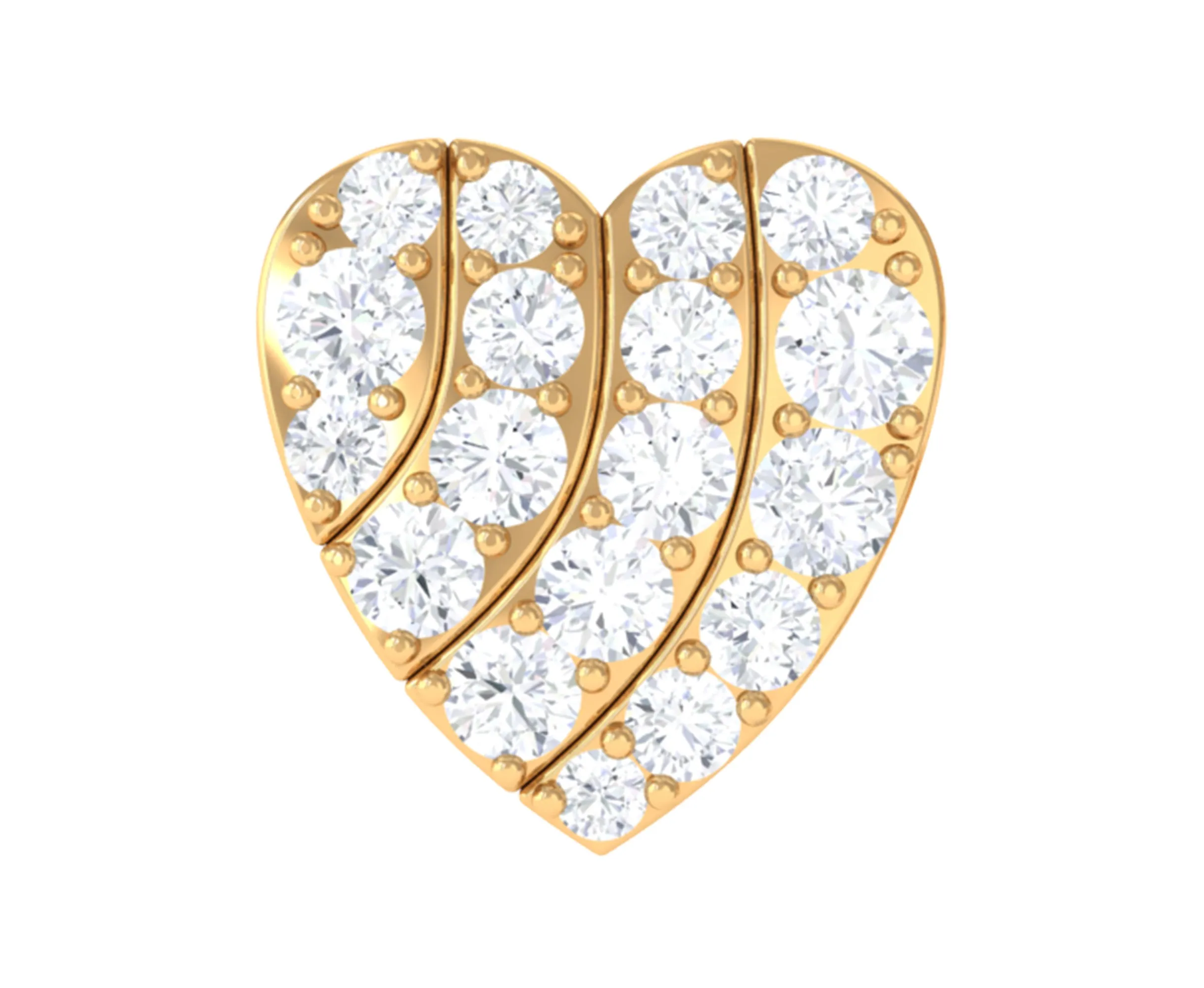 Moissanite Gold Heart Earring for Cartilage Piercing