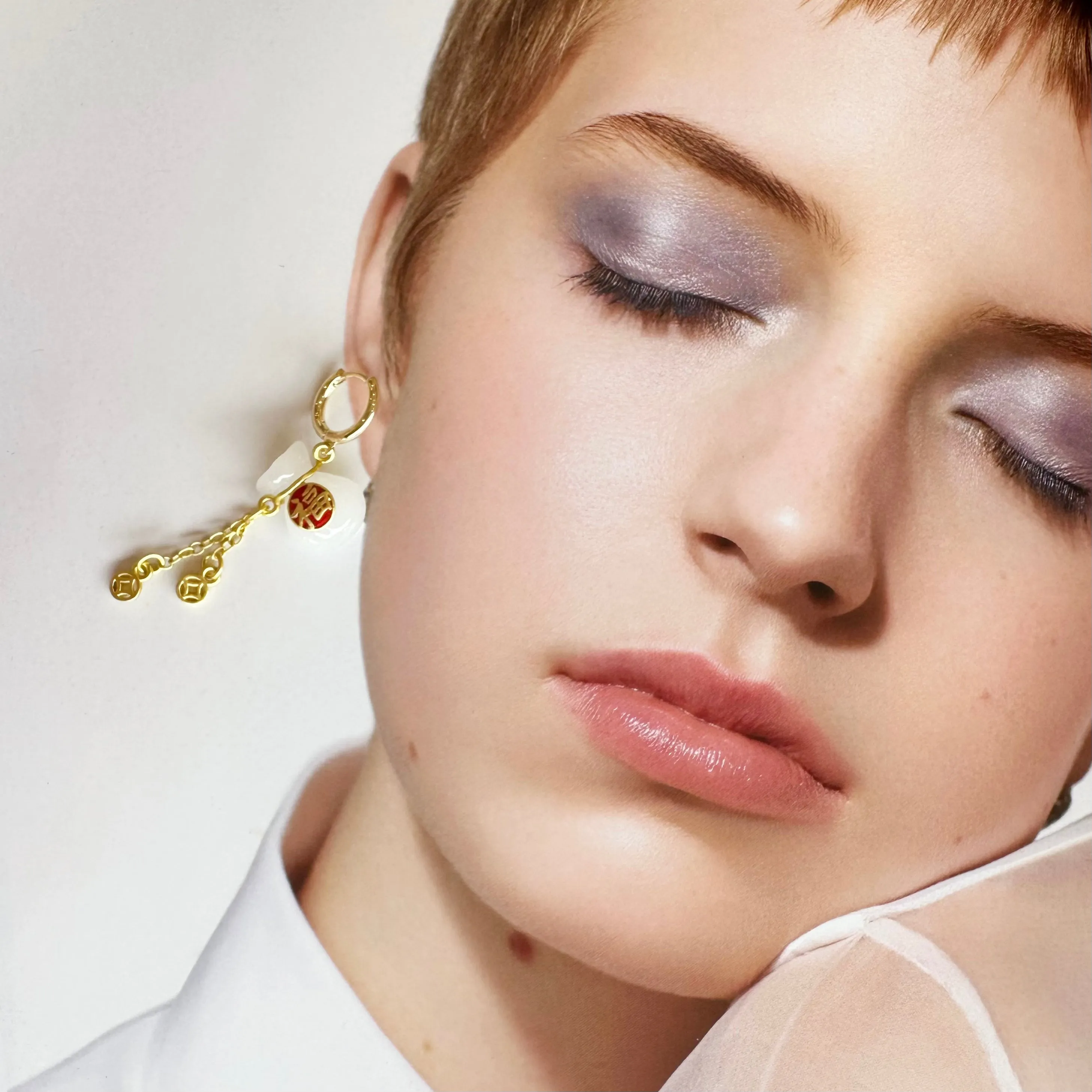 Money Bag Huggie Hoop Earrings 福袋