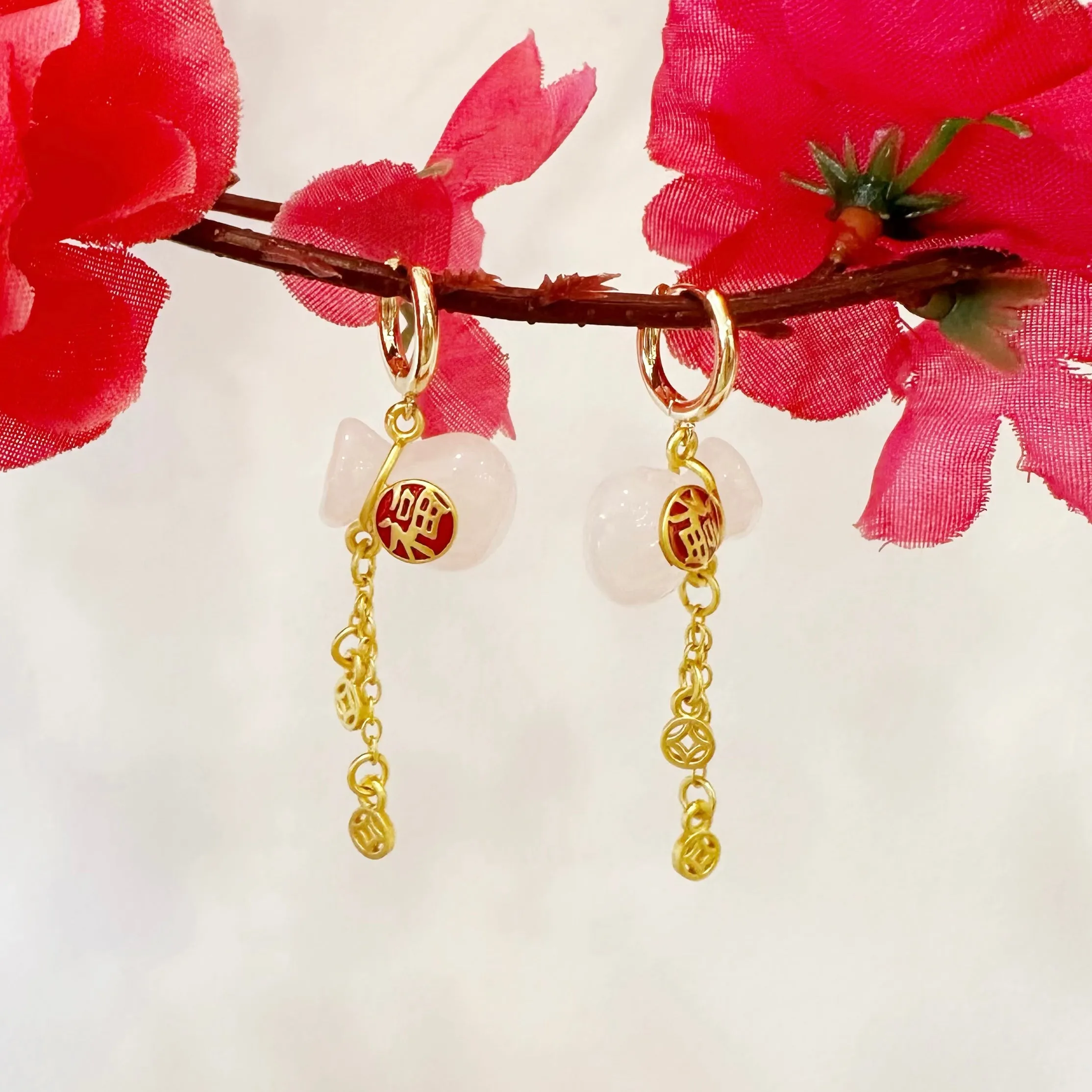 Money Bag Huggie Hoop Earrings 福袋