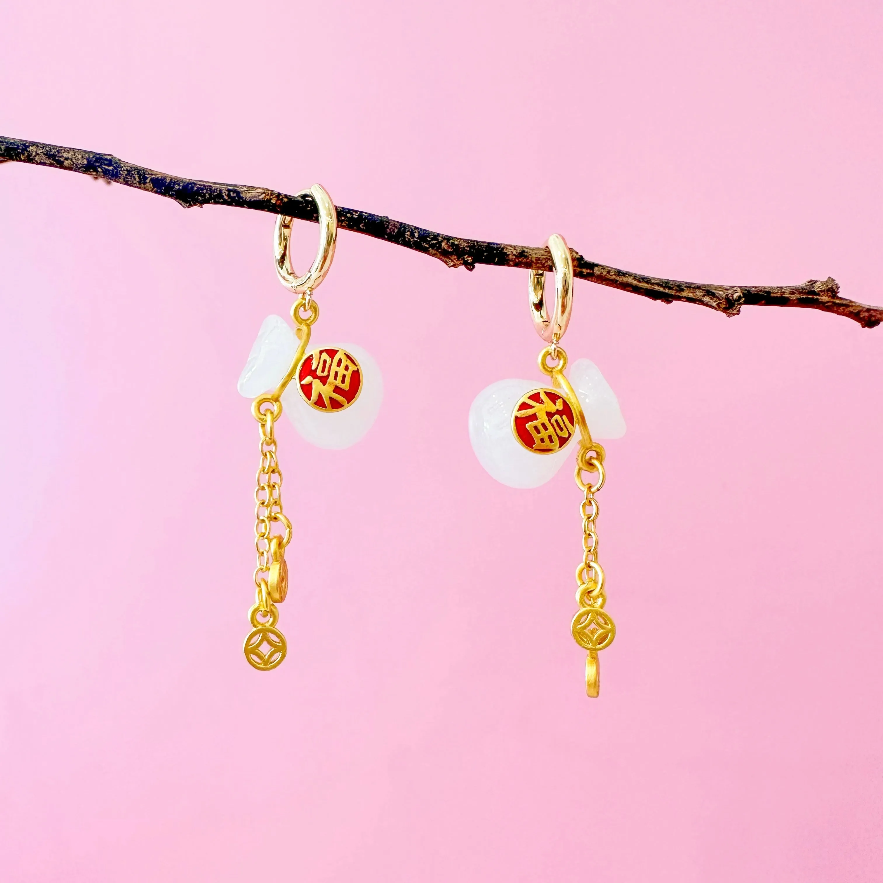 Money Bag Huggie Hoop Earrings 福袋