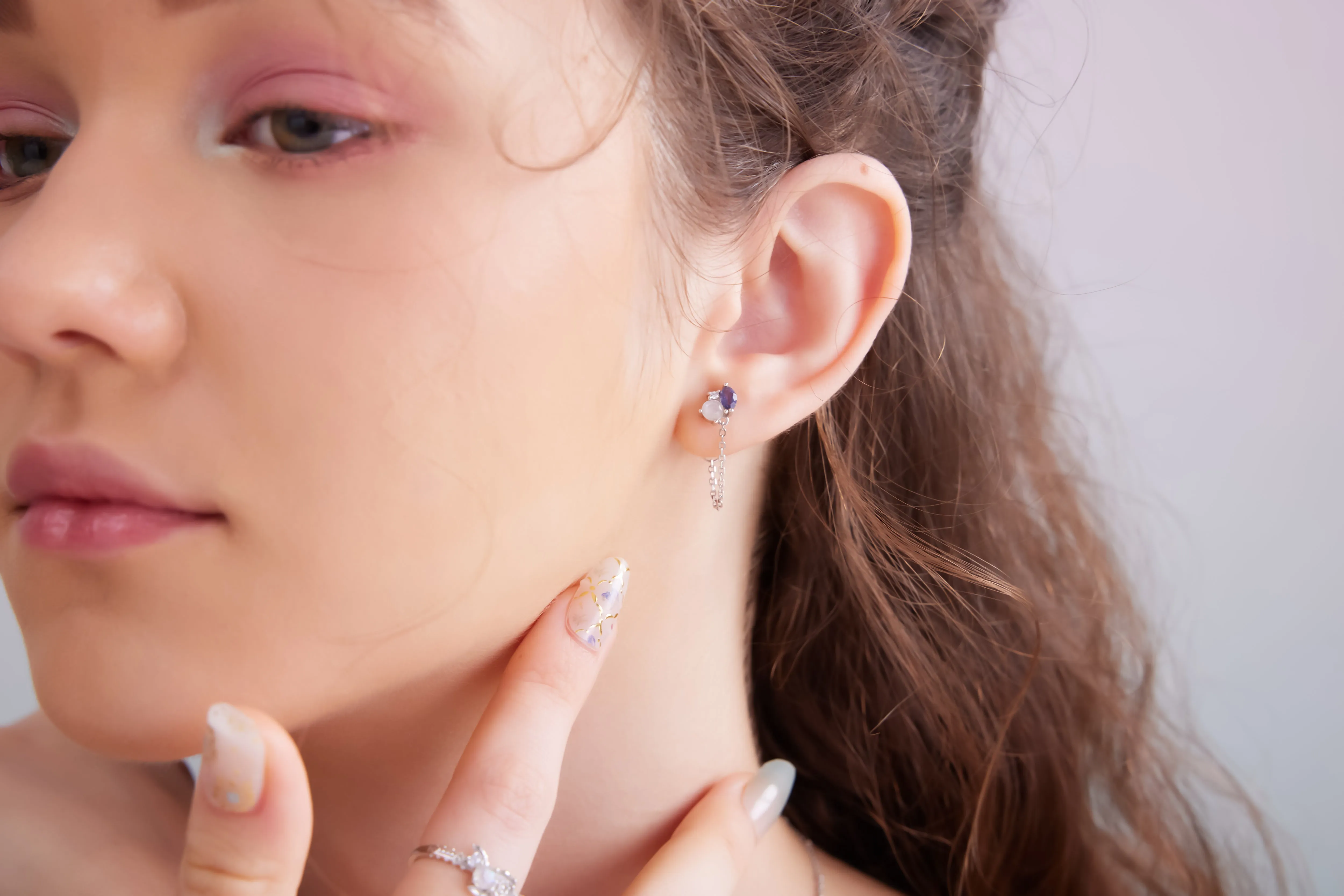 Moonstone & Iolite Silver Earrings - Poppy