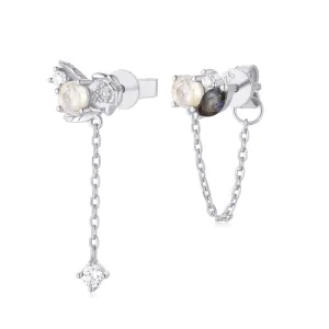 Moonstone & Iolite Silver Earrings - Poppy