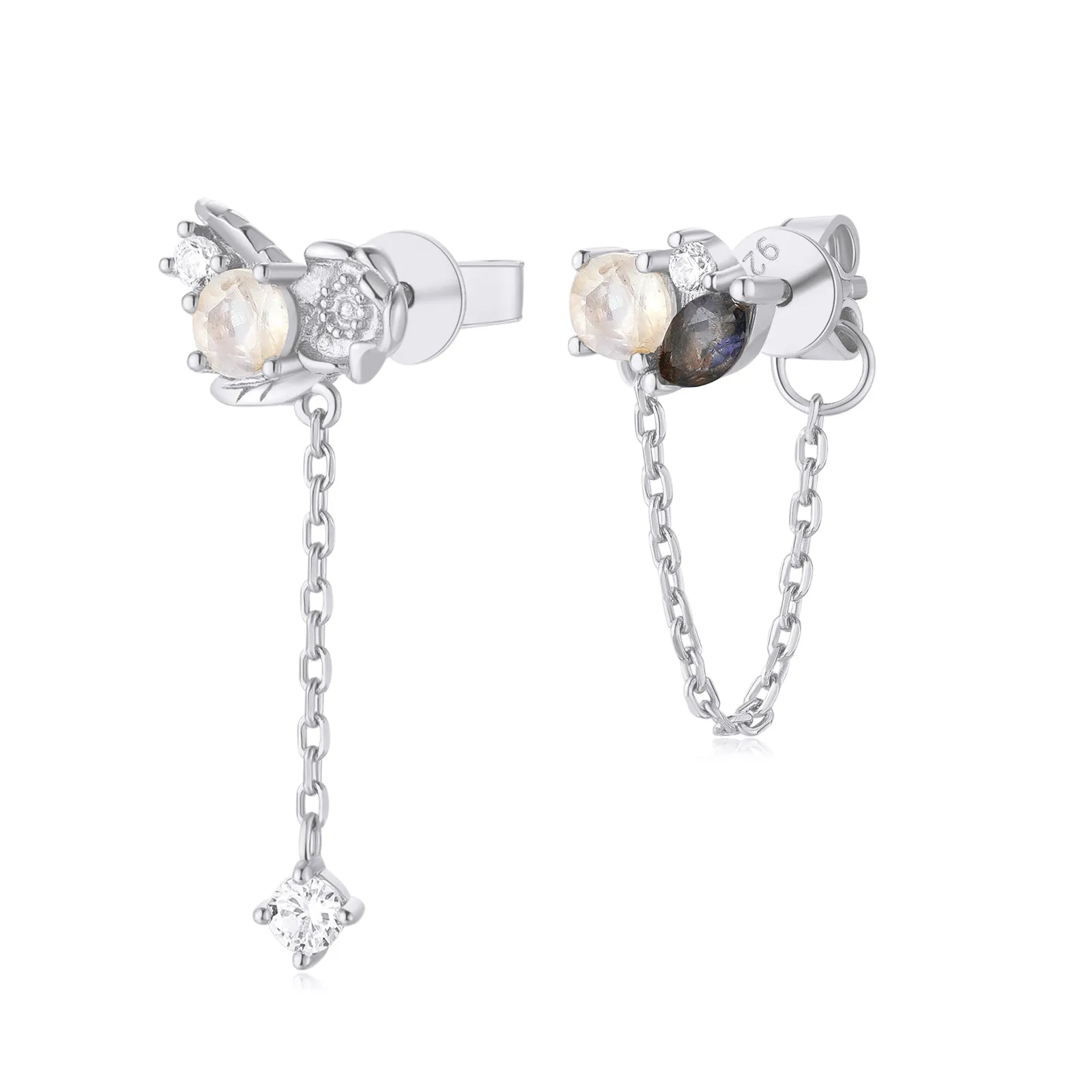 Moonstone & Iolite Silver Earrings - Poppy