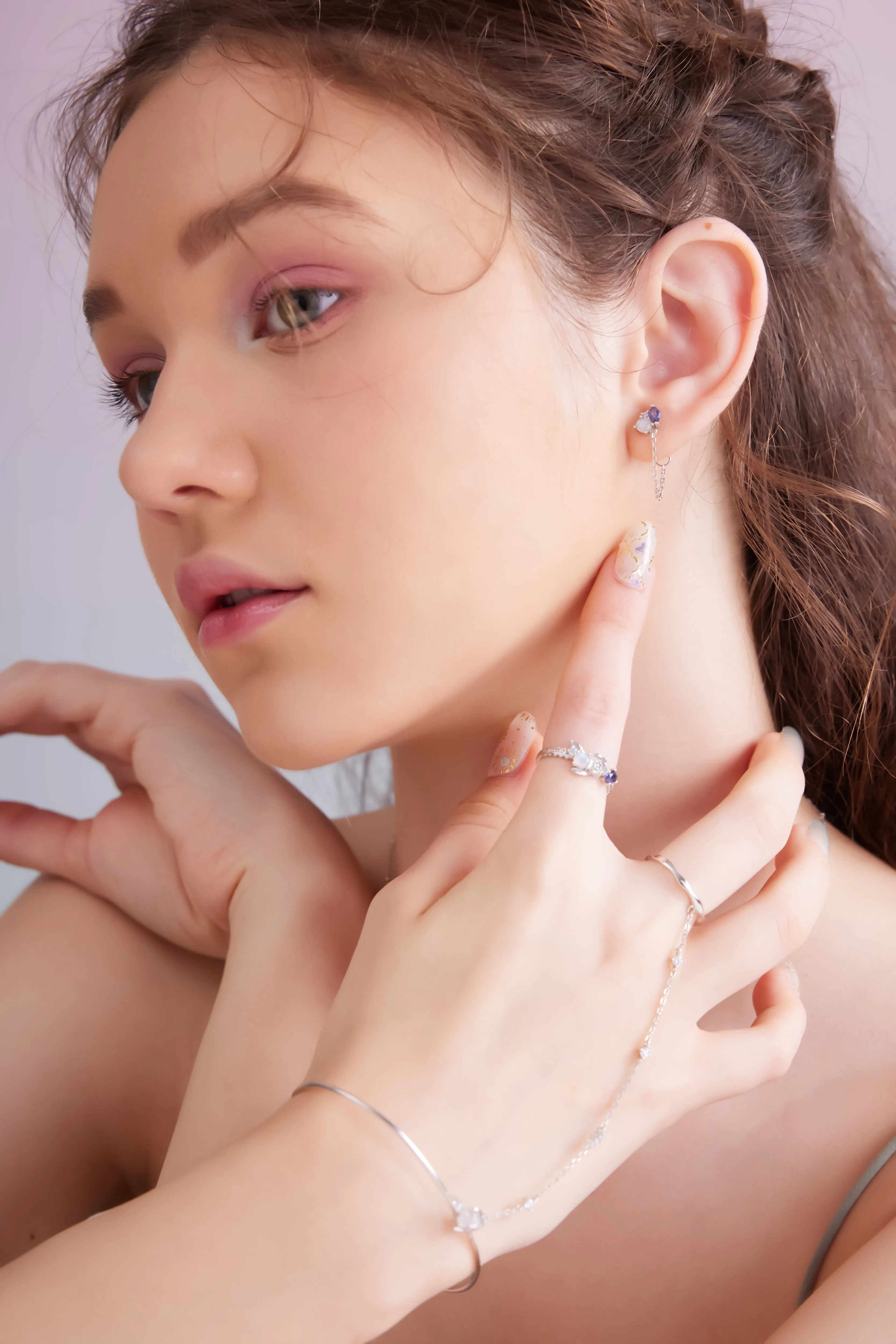 Moonstone & Iolite Silver Earrings - Poppy