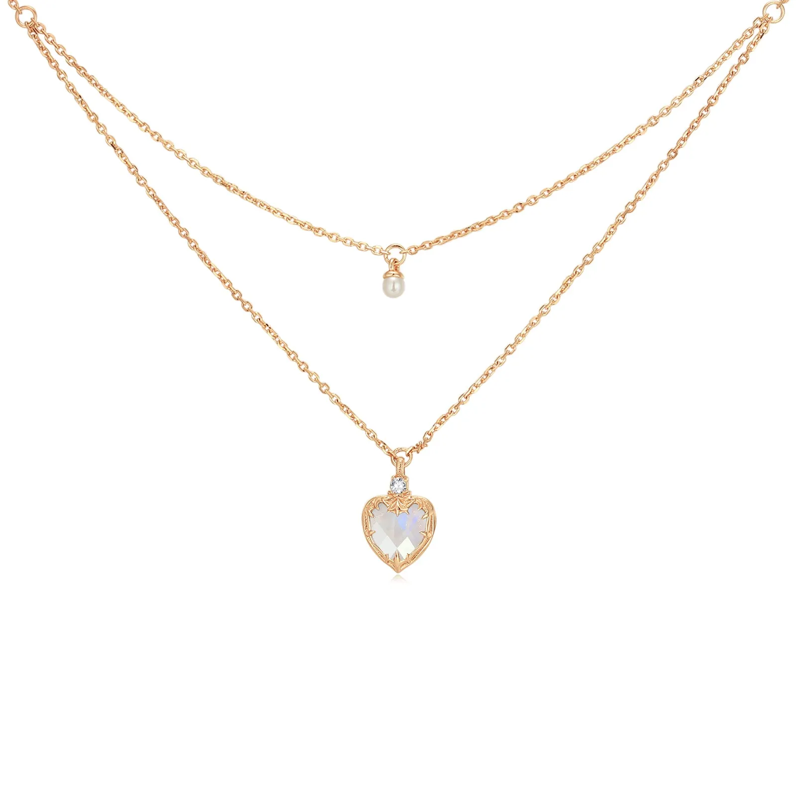Moonstone & Pearl Gold Layered Necklace - Miracle