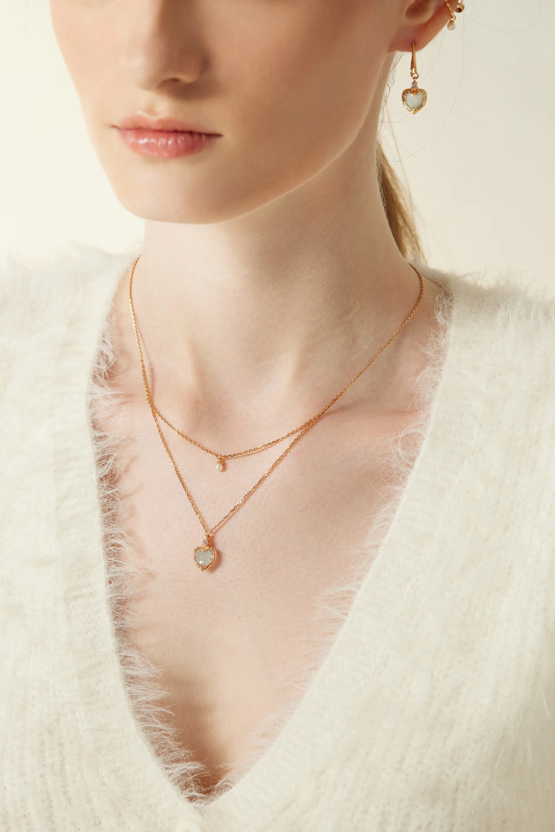 Moonstone & Pearl Gold Layered Necklace - Miracle