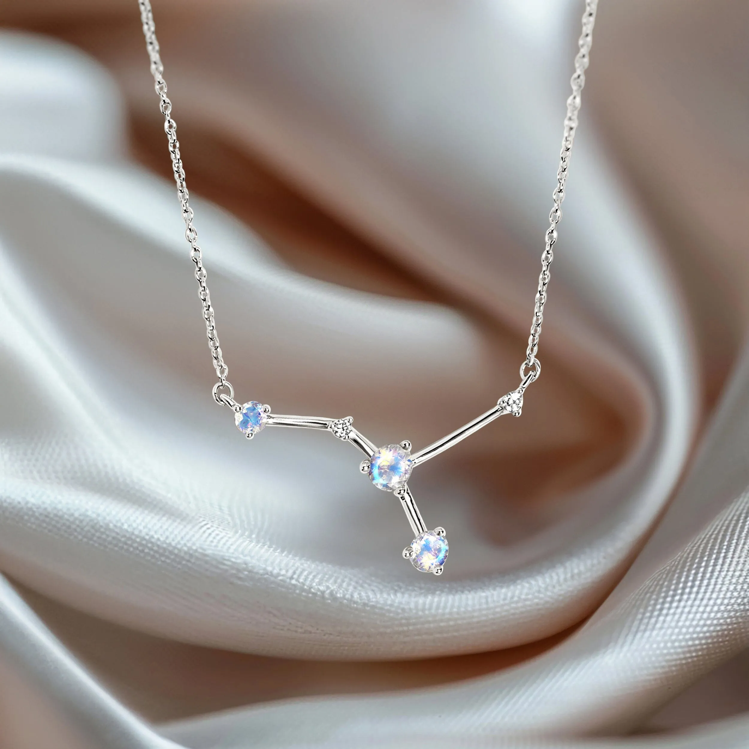 Moonstone Necklace - Cancer Zodiac Constellation