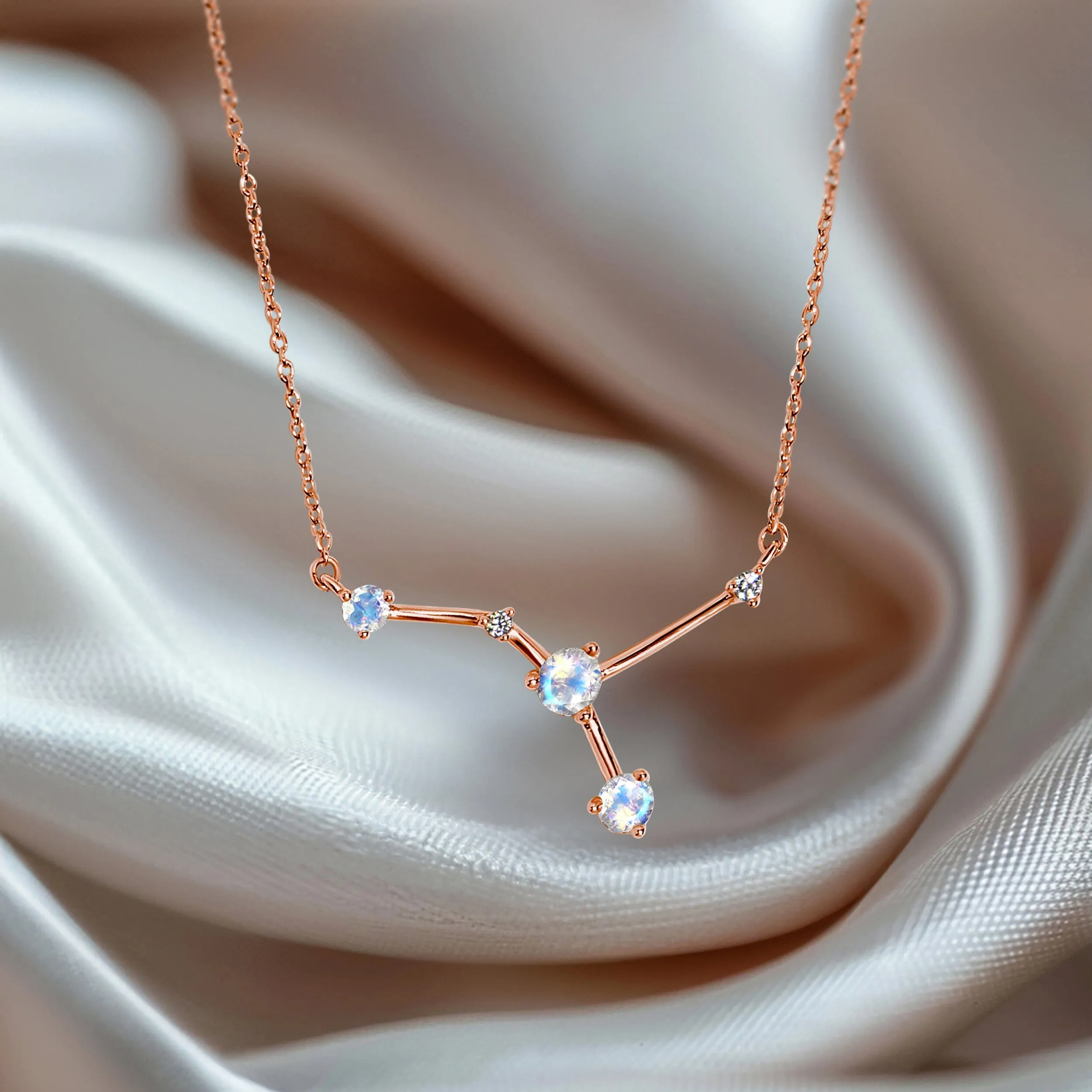 Moonstone Necklace - Cancer Zodiac Constellation