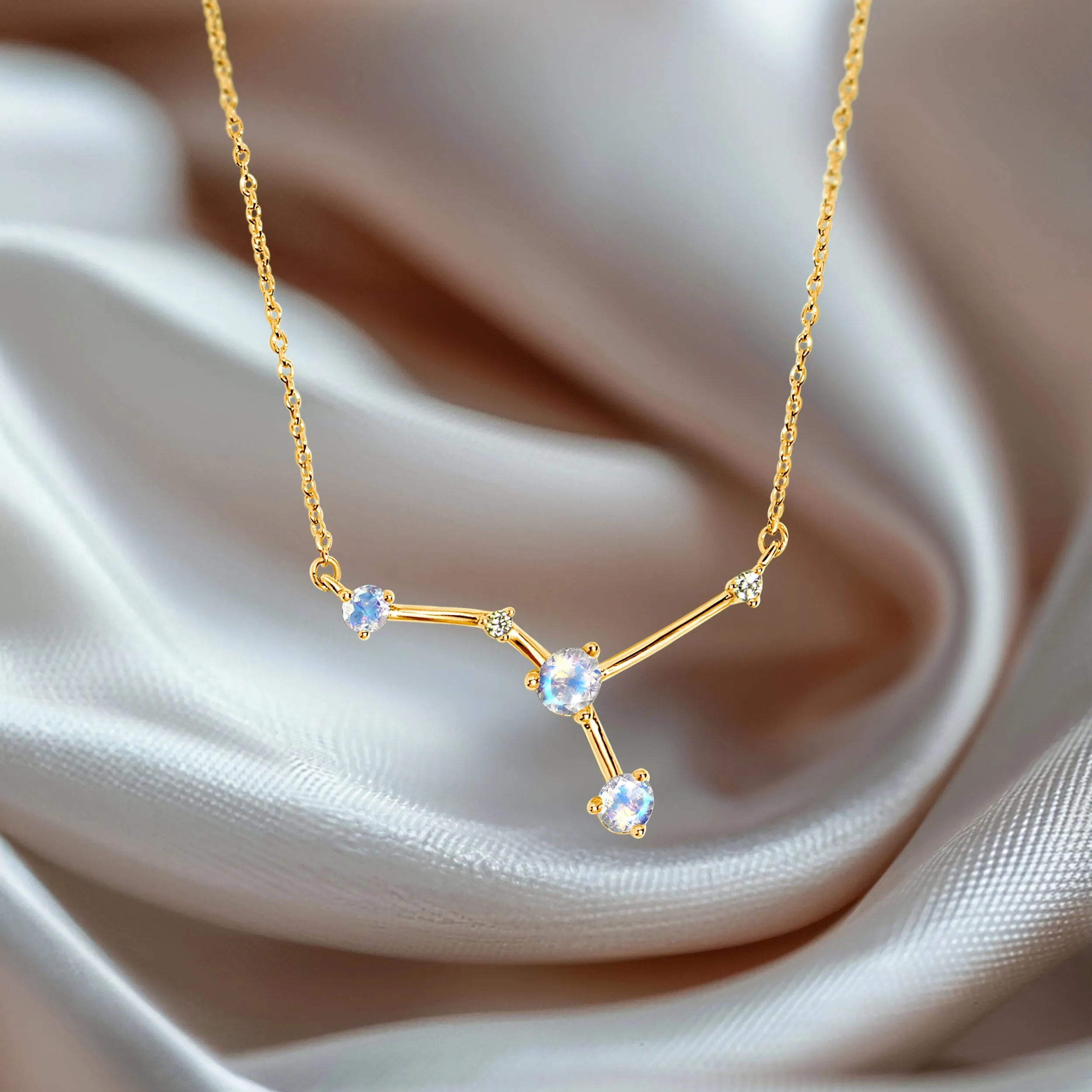 Moonstone Necklace - Cancer Zodiac Constellation