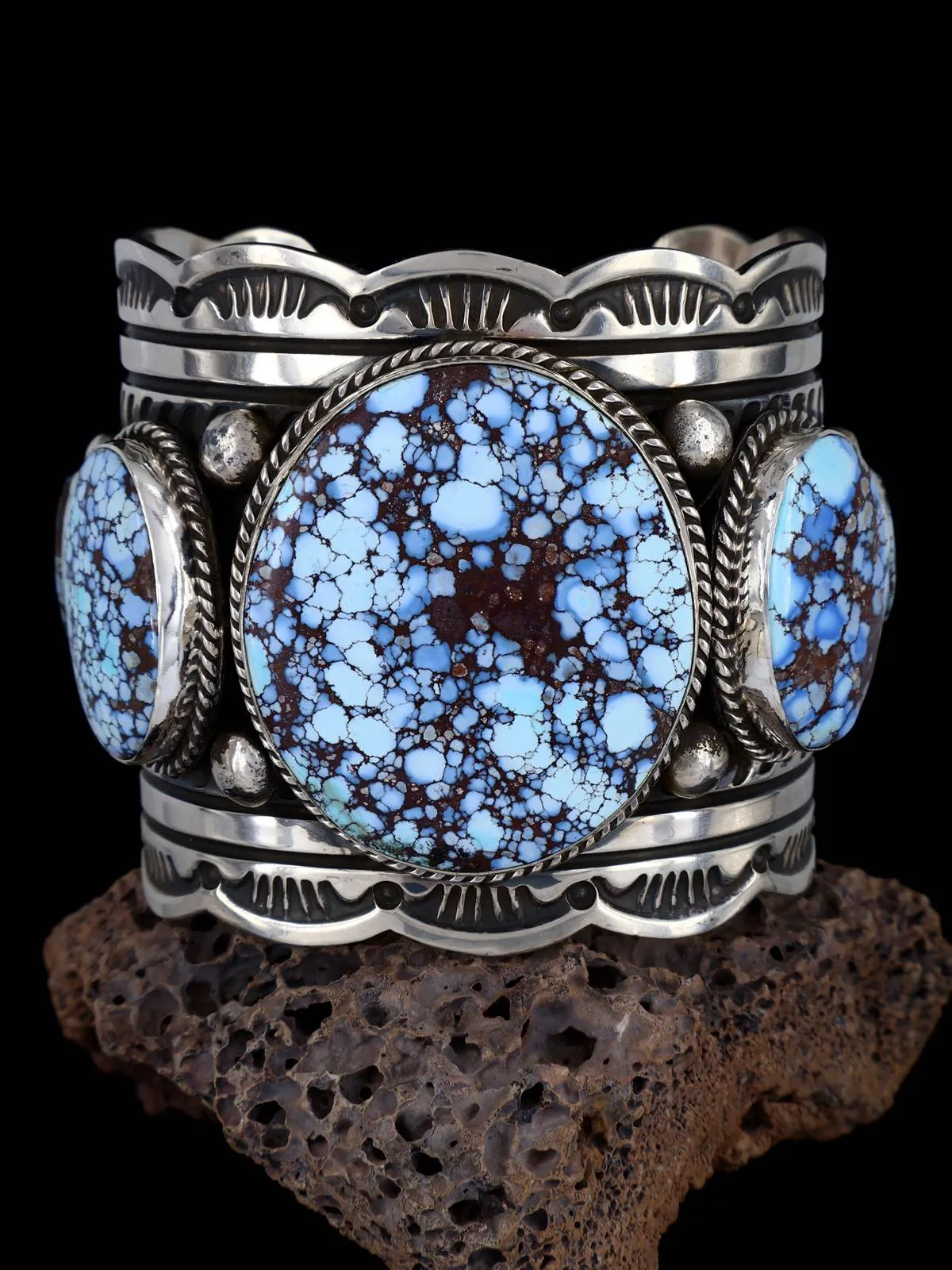 Native American Sterling Silver Golden Hill Turquoise Cuff Bracelet
