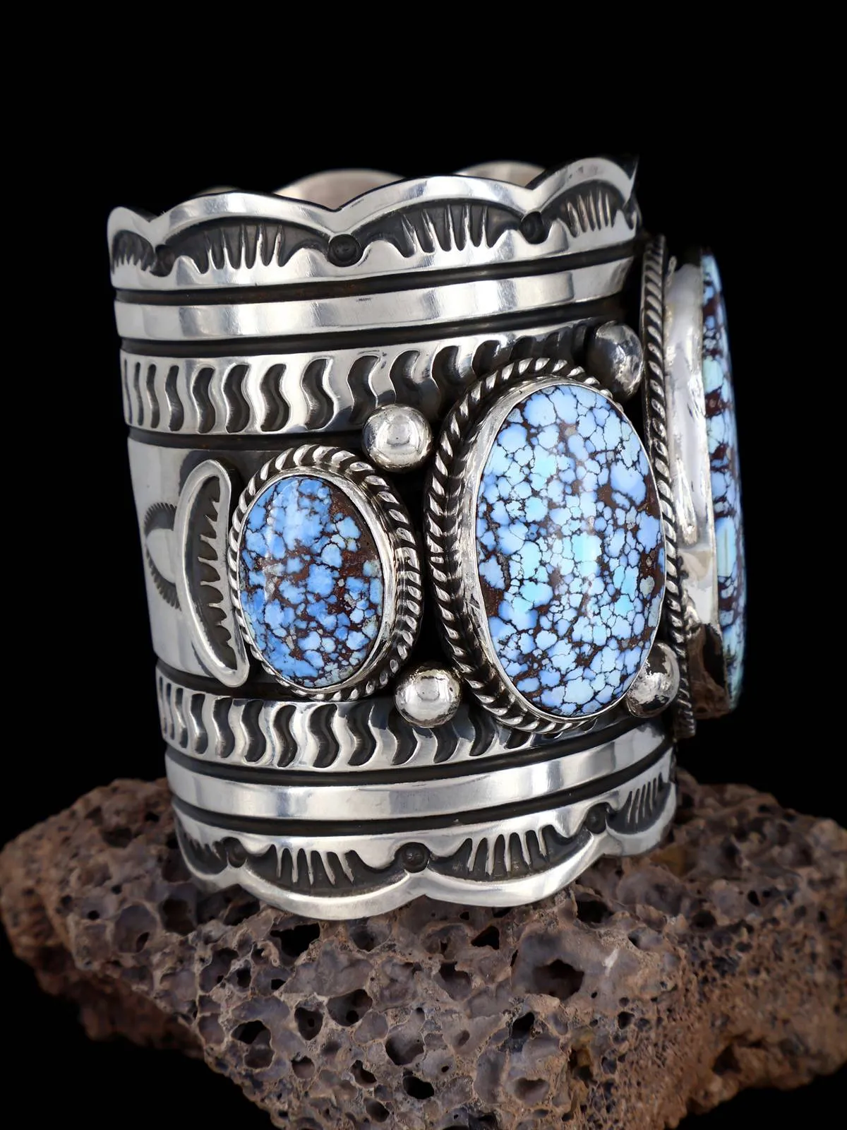 Native American Sterling Silver Golden Hill Turquoise Cuff Bracelet