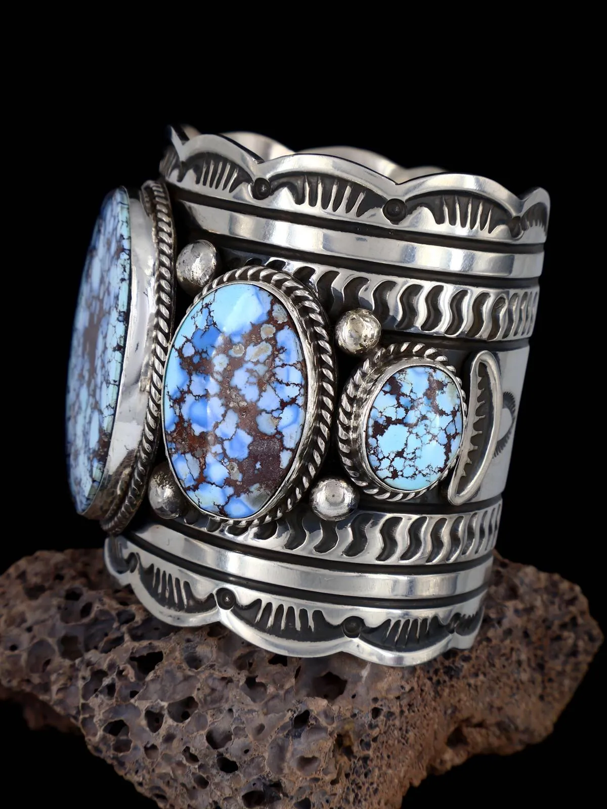 Native American Sterling Silver Golden Hill Turquoise Cuff Bracelet