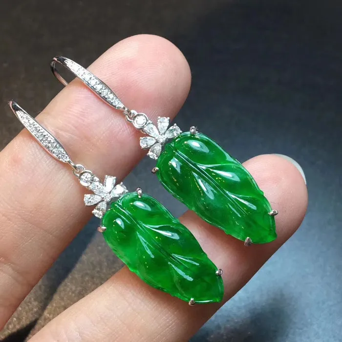 Natural Jade Earrings Jadeite Earrings NEG30